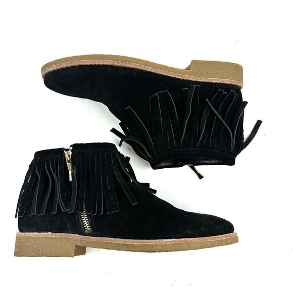 Kate Spade Ankle Boot 8 Betsie Too Suede Fringed Black Booties Womens Zip Up - Picture 7 of 14